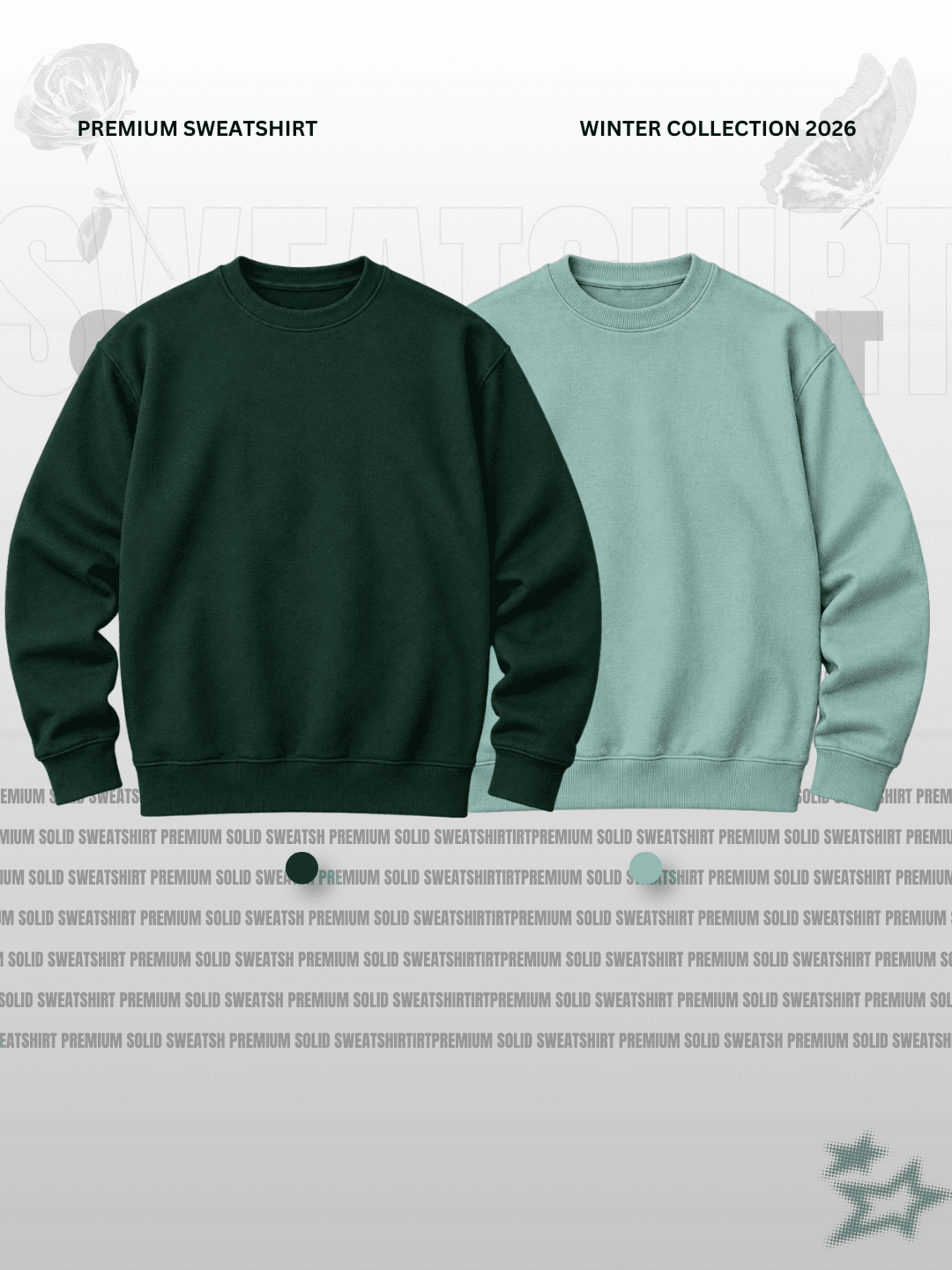 Dark Forest Green & Pastel Sage Green Sweatshirt Duo