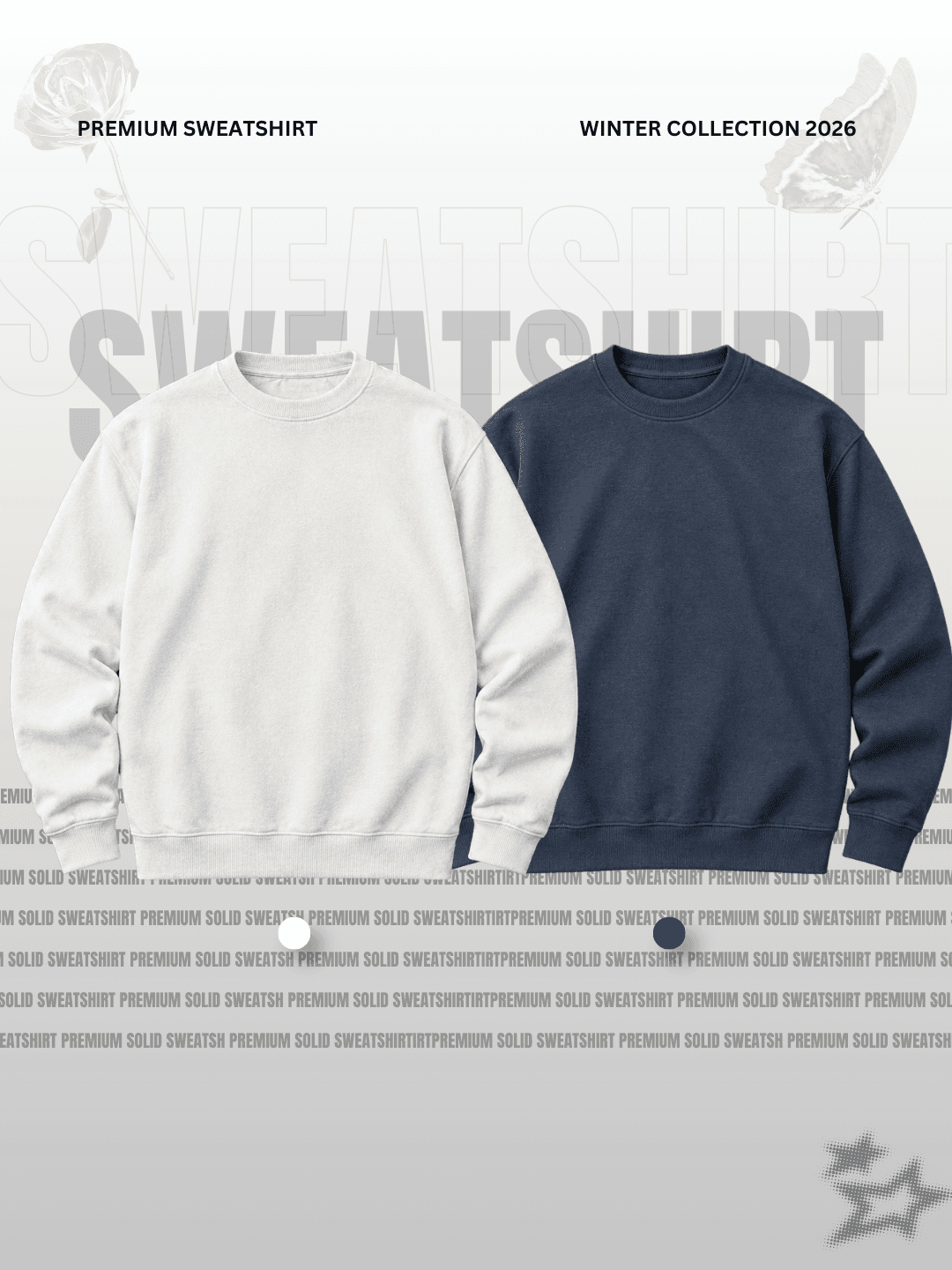 Cream White & Navy Blue Sweatshirt Duo
