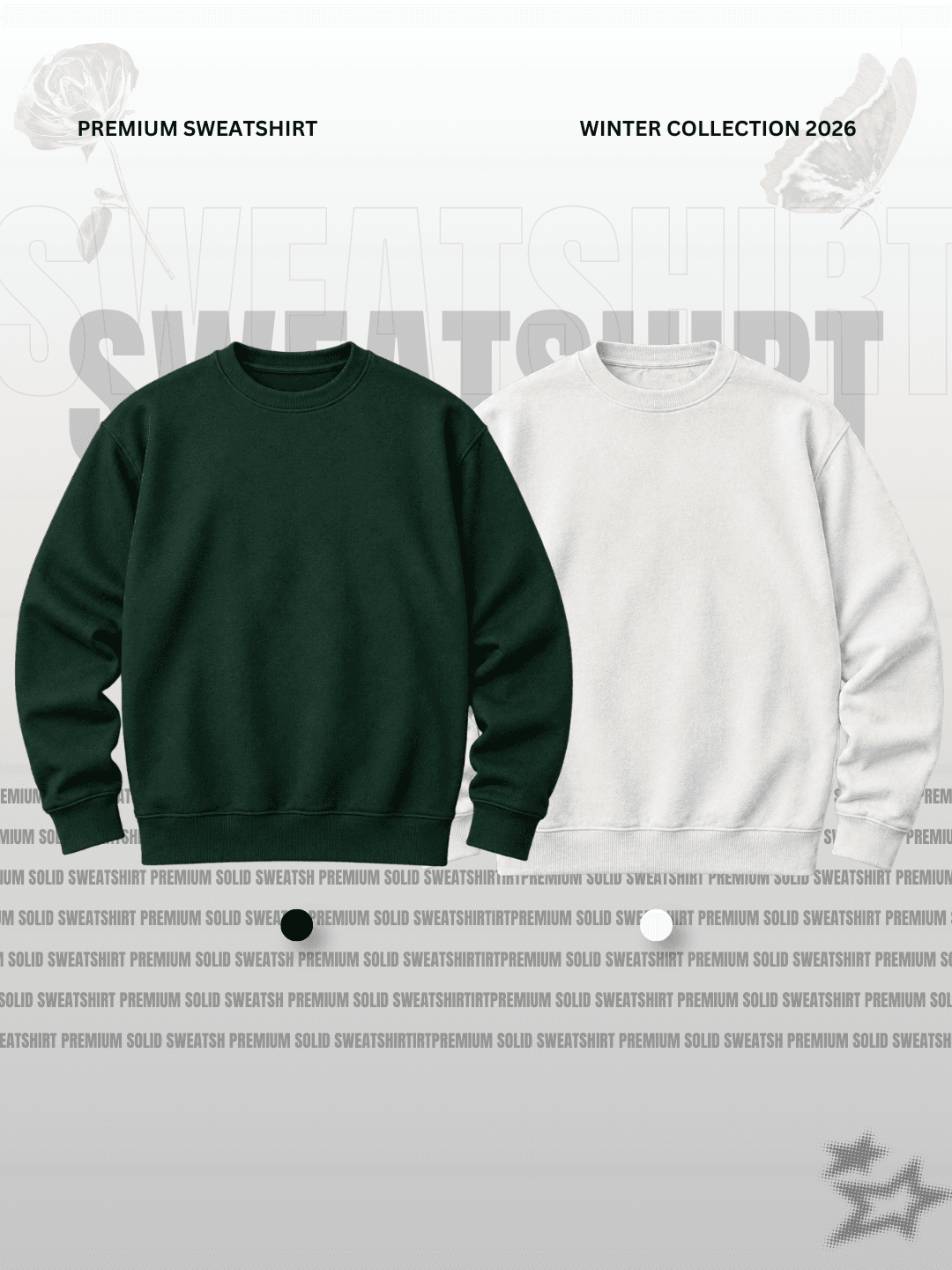 Dark Forest Green & Cream White Sweatshirt Duo
