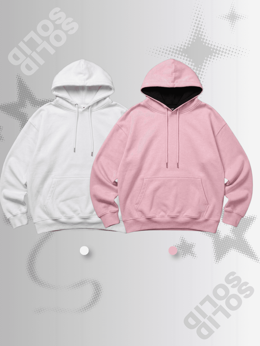 Cream White & Cherry Blossom Pink Hoodie Duo