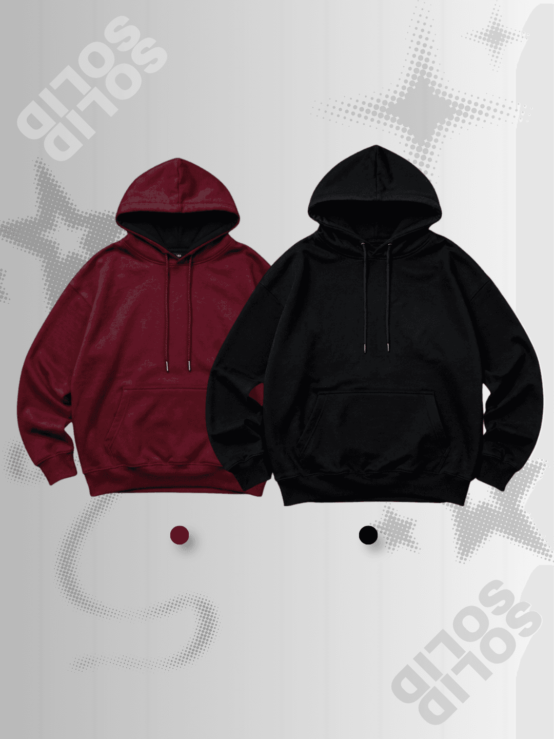 Vintage Burgundy & Charcoal Black Hoodie Duo