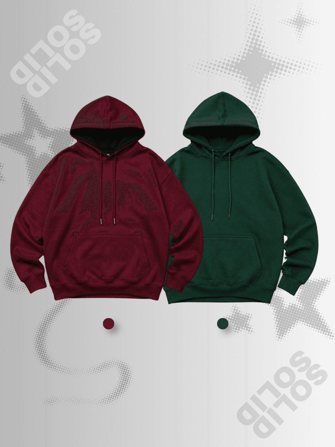 Vintage Burgundy & Forest Bottle Green Hoodie Duo
